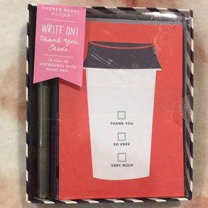 Coffee Thank You Card Note Set of 12 Fill in cards with paint pen NWT 3 designs